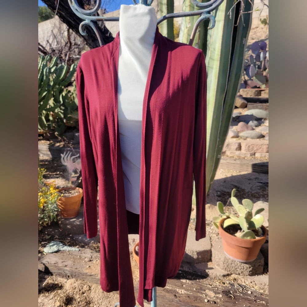 Women's Burgundy Open Front Shrug